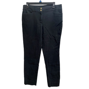 Anne Klein Womens Dress Career Pants Solid Black Mid Rise Skinny Ankle Fit sz 6‎